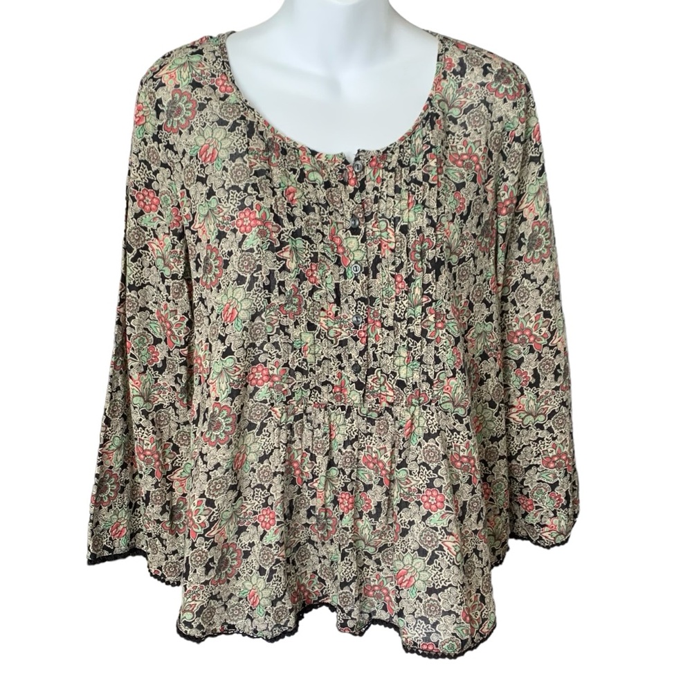 Denim & Supply Ralph Lauren Boho Floral Peasant Gauze Top Size XL
